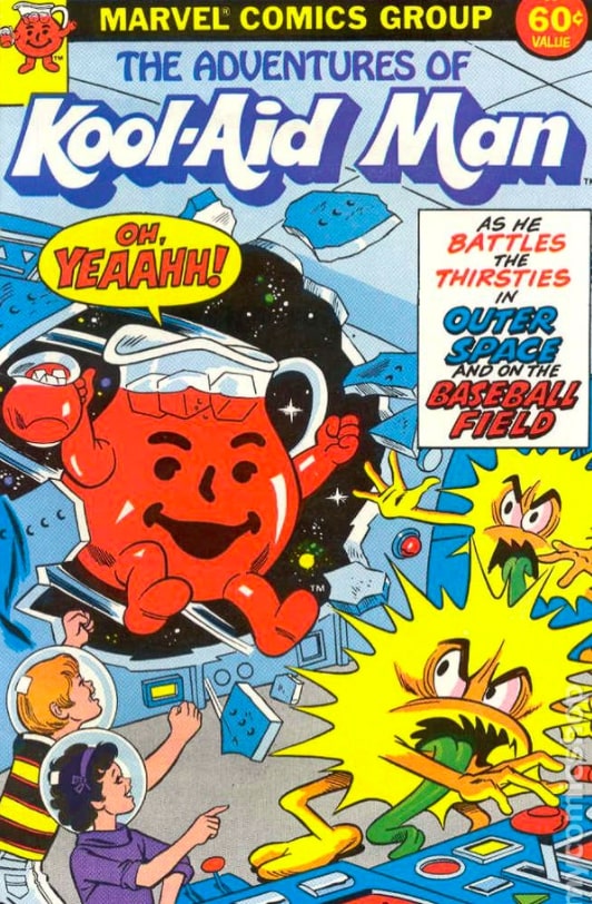 Wall smashing Kool-Aid Man battles evil thirsties in the Adventures of Kool-Aid Man